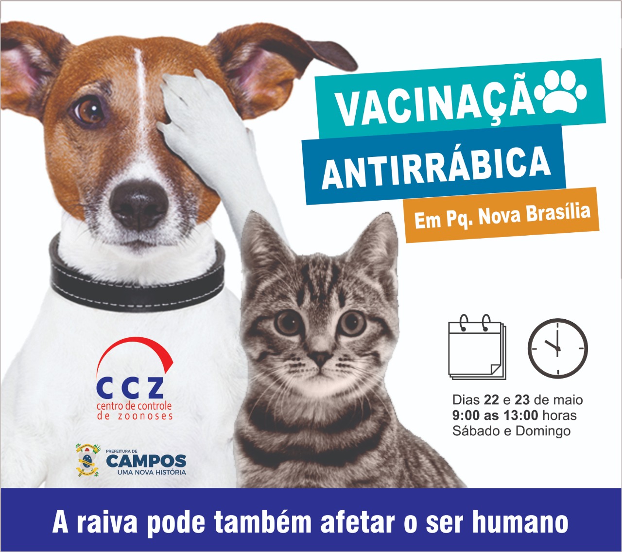 Vacinação antirrábica fim de semana no bairro Nova Brasília